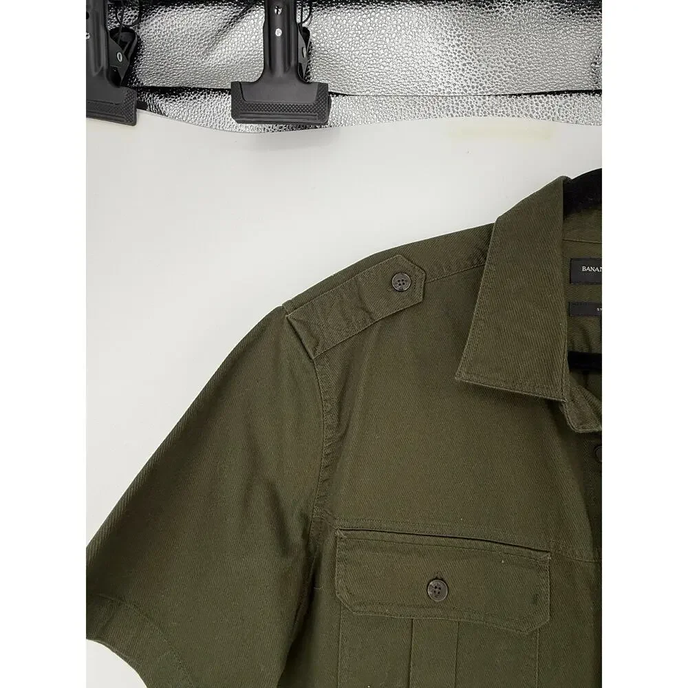 Banana Republic Olive Green Utility Shirt Men’s Large Military Safari Cotton